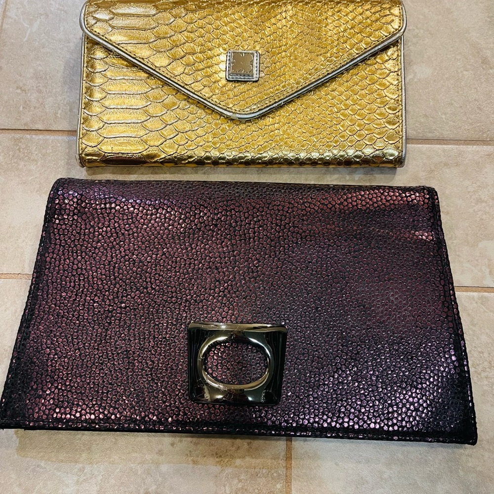 Elegant Gold and Purple Clutch Set